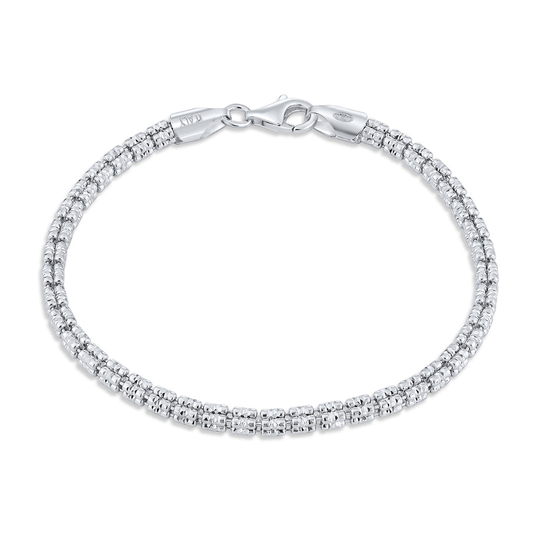 925 Square Ice Chain - Made in Italy - Rhodium Plated Sterling Silver - LIVE SILVER PRICE