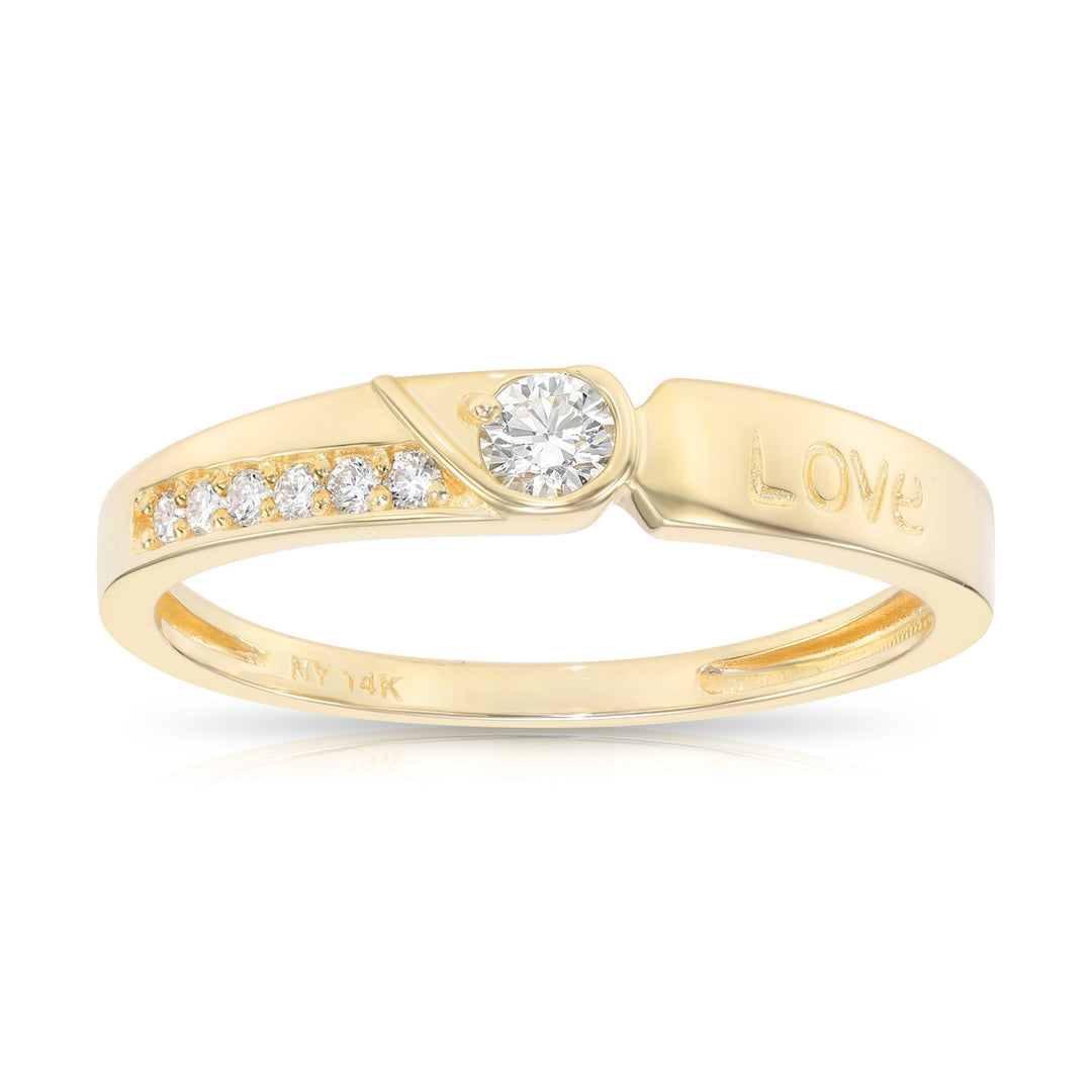 14K Yellow Gold Lab Diamond Stackable Love Engraved Ring - NYR1159120LD