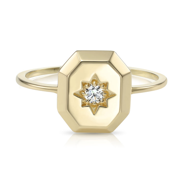 14K Yellow Gold Lab Diamond Stackable 8 Point Star Ring