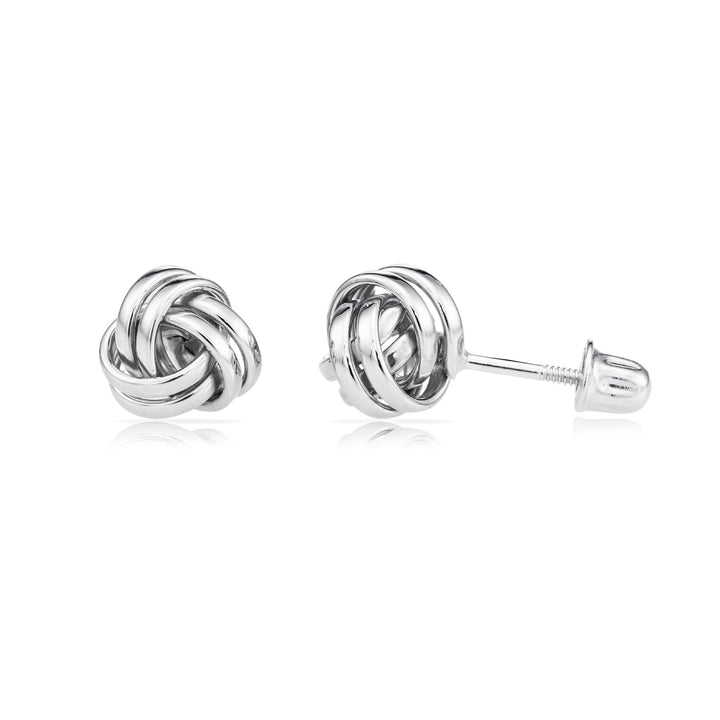 14k Gold Polished Love Knot Stud Earrings - Screwback - 7mm
