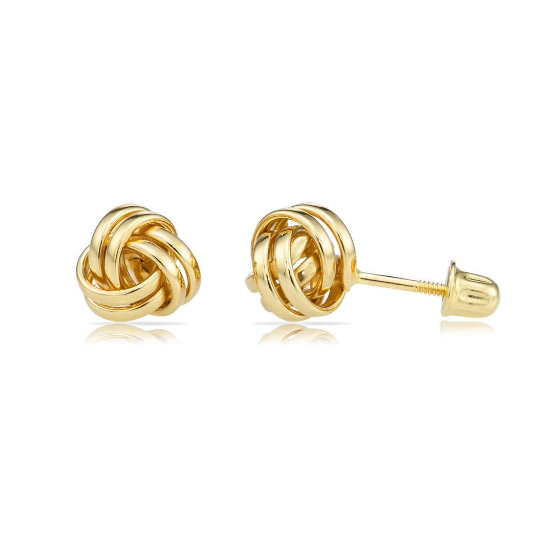 14k Gold Polished Love Knot Stud Earrings - Screwback - 7mm