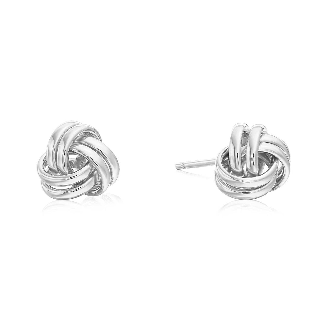 14k White Gold Polished Love Knot  Pushback Stud Earrings