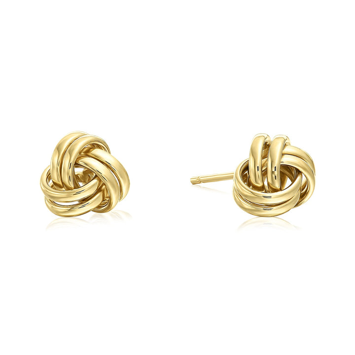 14k Yellow Gold Polished Love Knot Stud Earrings - Pushback 7mm 9mm 11mm