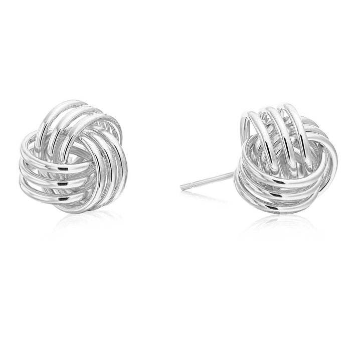14k White Gold Polished Love Knot  Pushback Stud Earrings
