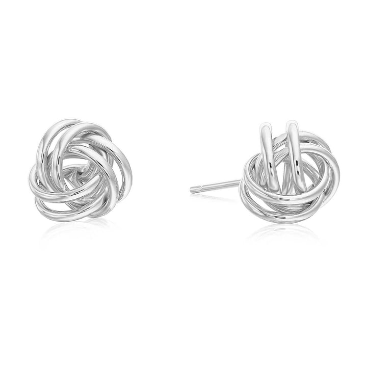 14k White Gold Polished Love Knot  Pushback Stud Earrings