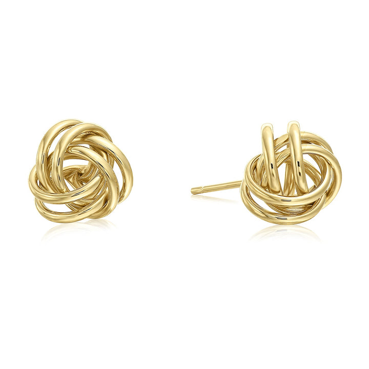 14k Yellow Gold Polished Love Knot Stud Earrings - Pushback 7mm 9mm 11mm