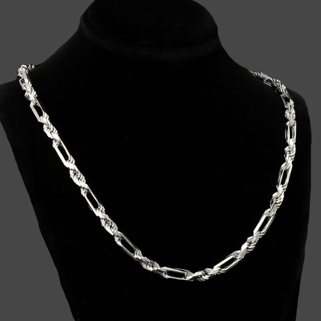 925 Figarope Chain - Made in Italy - Rhodium Plated Sterling Silver - LIVE SILVER PRICE