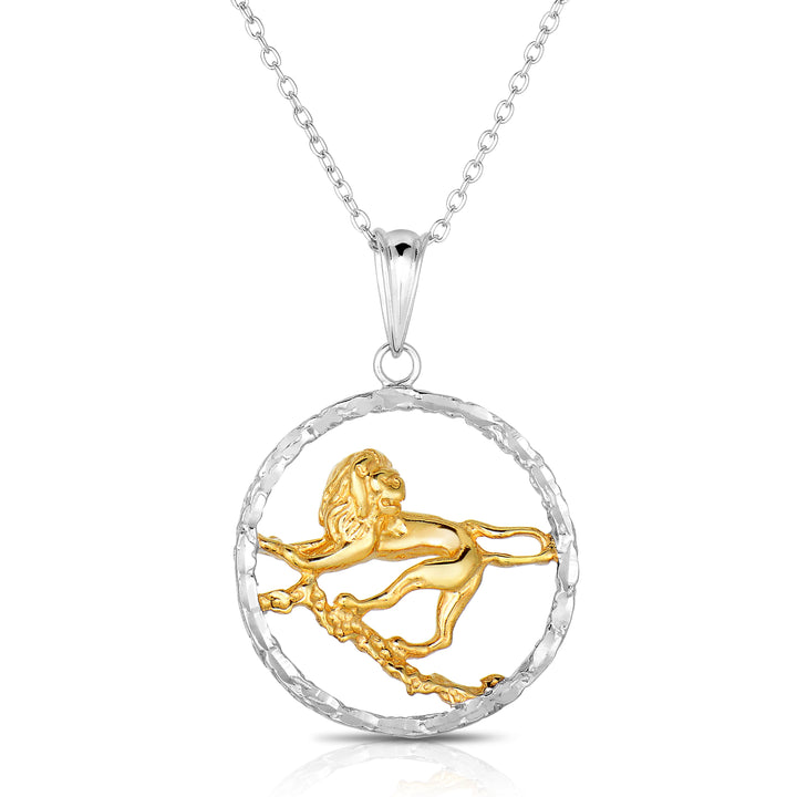 Sterling Silver Round Zodiac Pendant Necklace