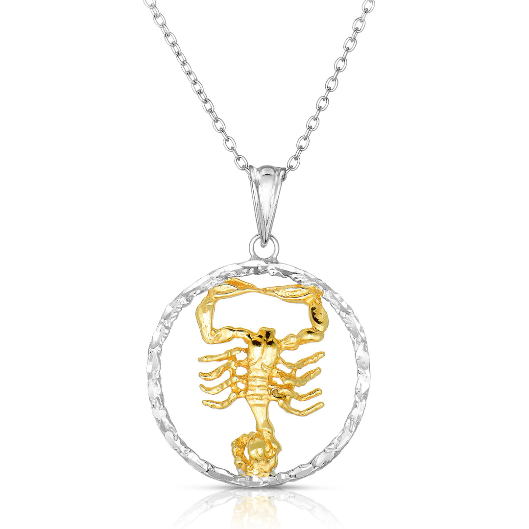 Sterling Silver Round Zodiac Pendant Necklace