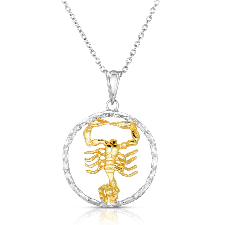 Sterling Silver Round Zodiac Pendant Necklace