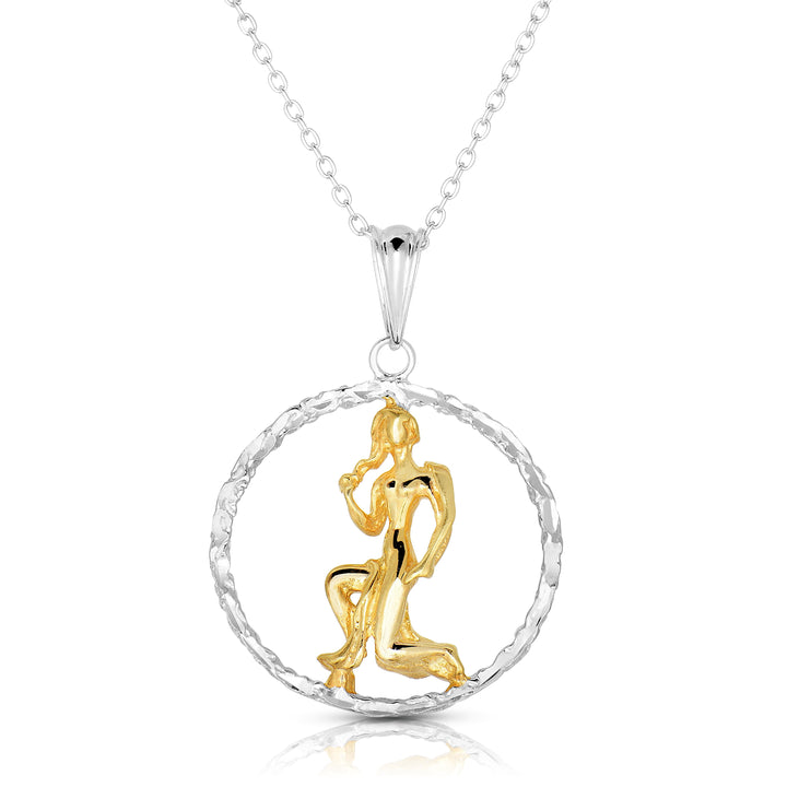Sterling Silver Round Zodiac Pendant Necklace