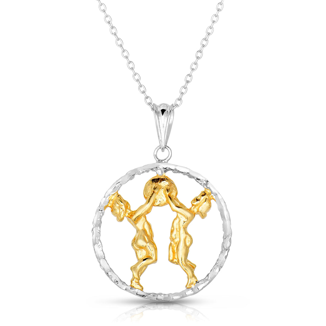 Sterling Silver Round Zodiac Pendant Necklace