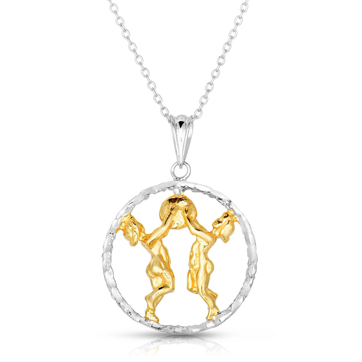 Sterling Silver Round Zodiac Pendant Necklace