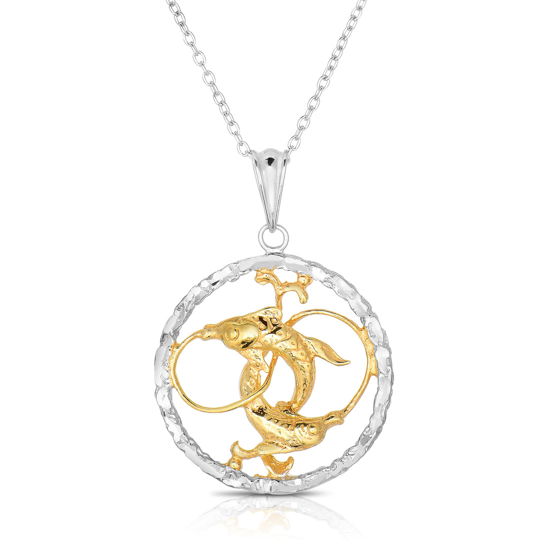 Sterling Silver Round Zodiac Pendant Necklace