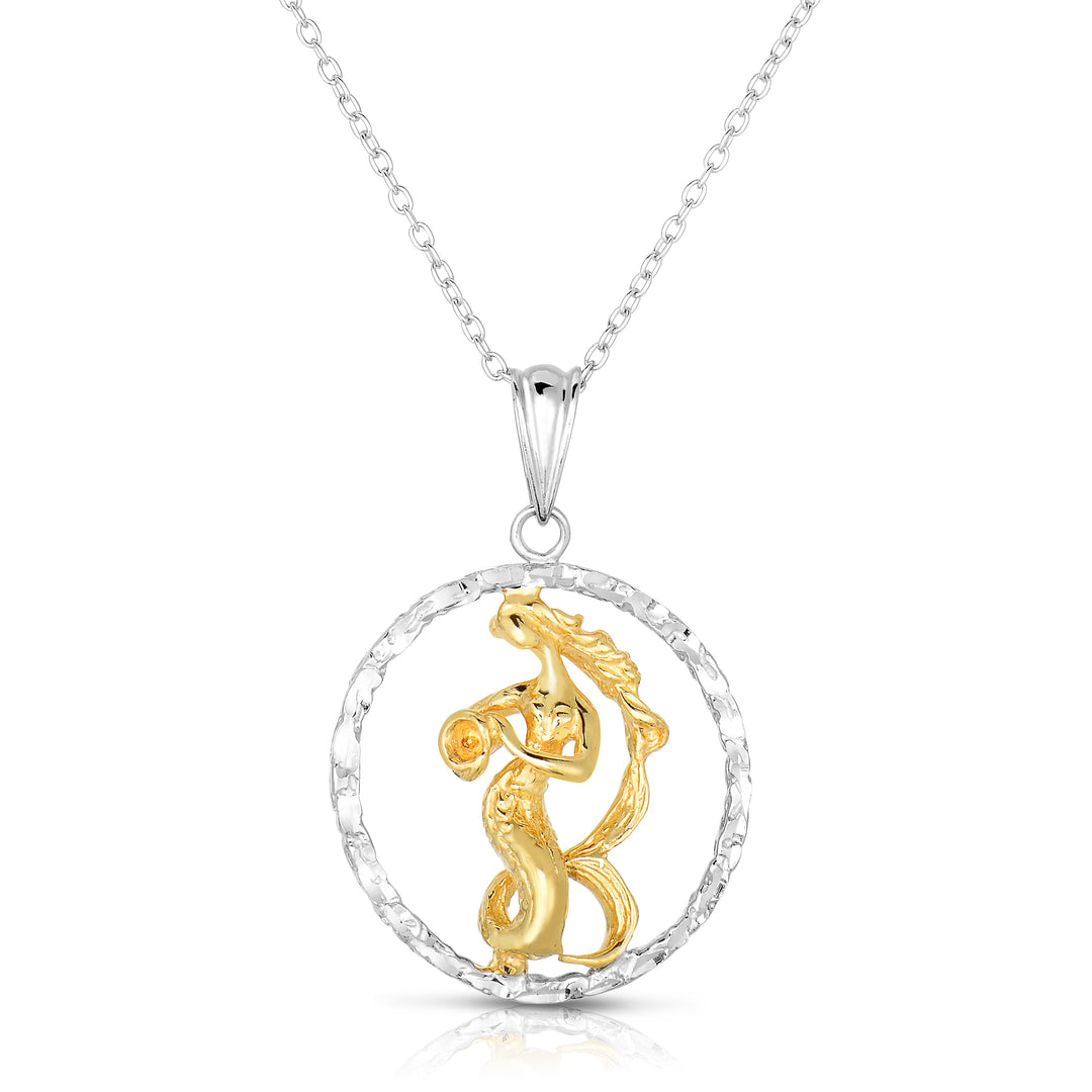 Sterling Silver Round Zodiac Pendant Necklace