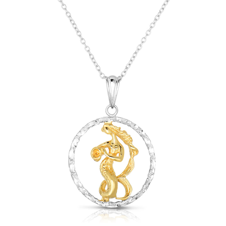 Sterling Silver Round Zodiac Pendant Necklace