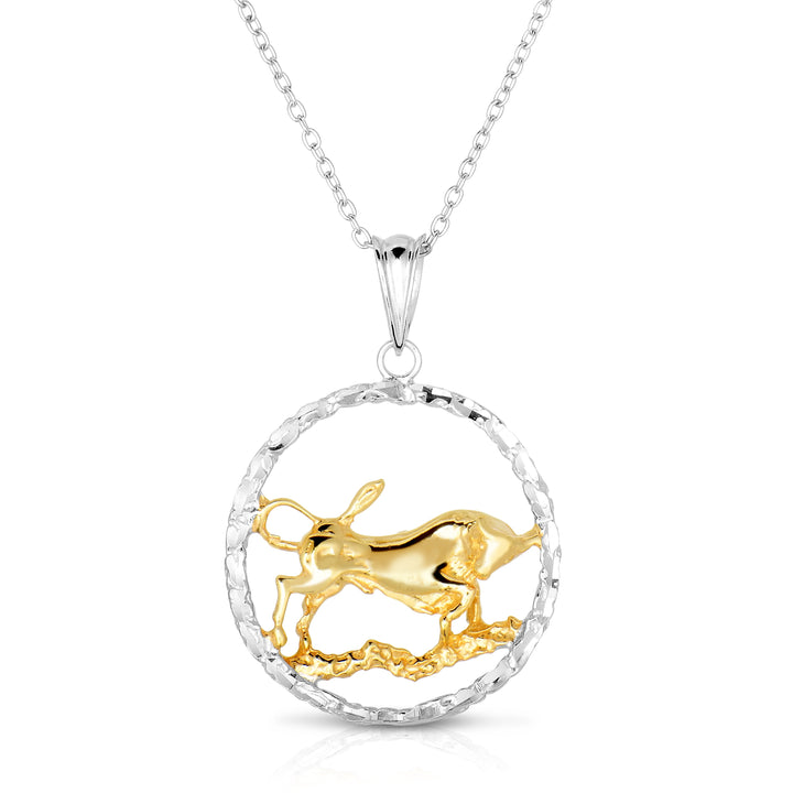 Sterling Silver Round Zodiac Pendant Necklace