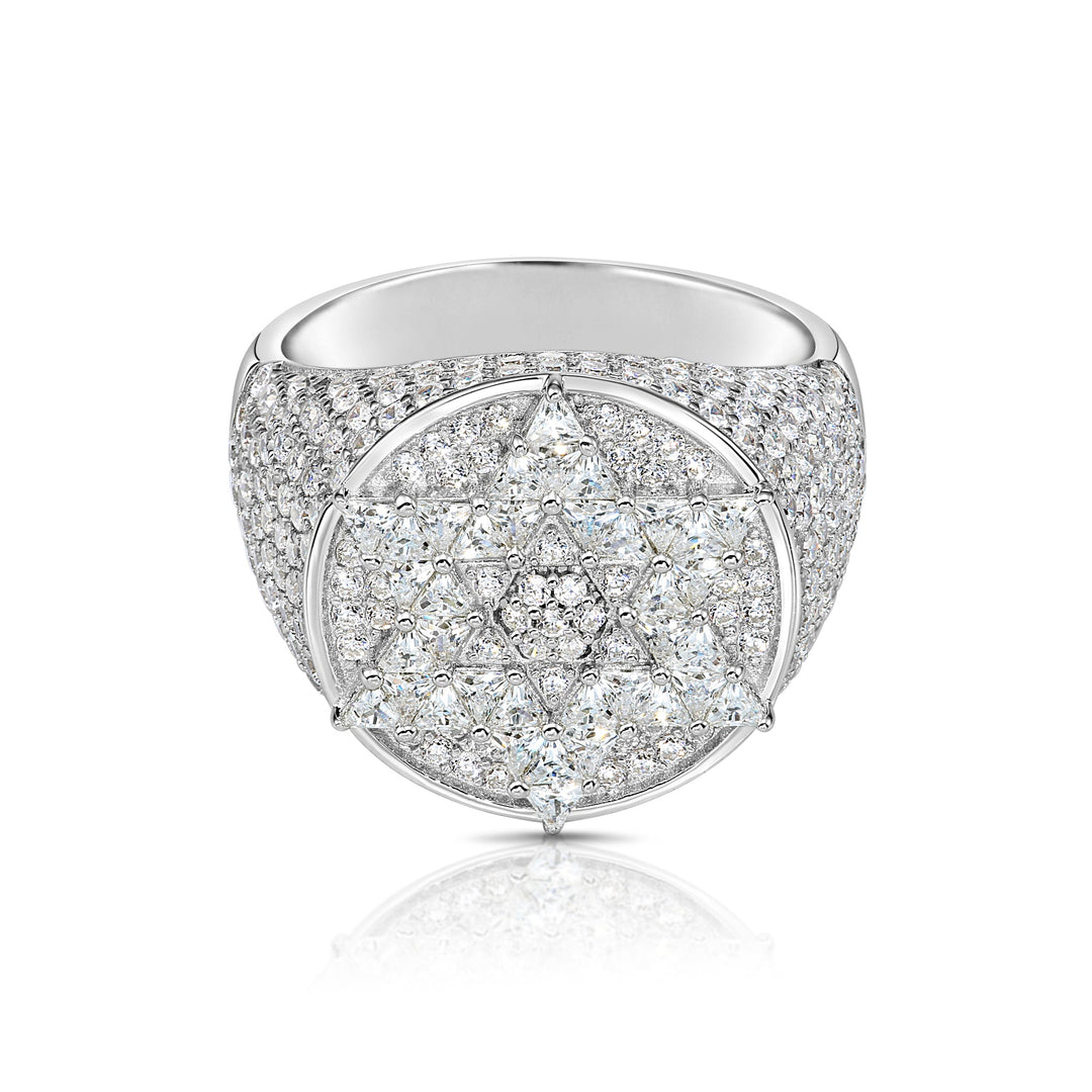 Solid Silver Mens Ring with Cubic Zirconia Stones