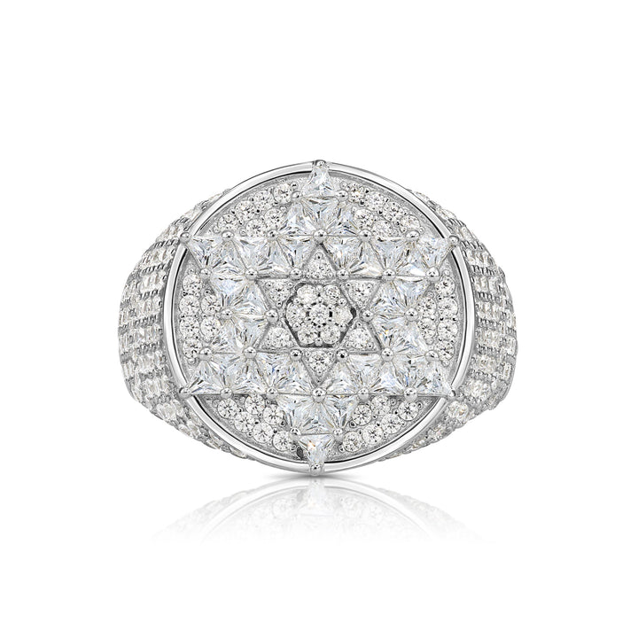 Solid Silver Mens Ring with Cubic Zirconia Stones