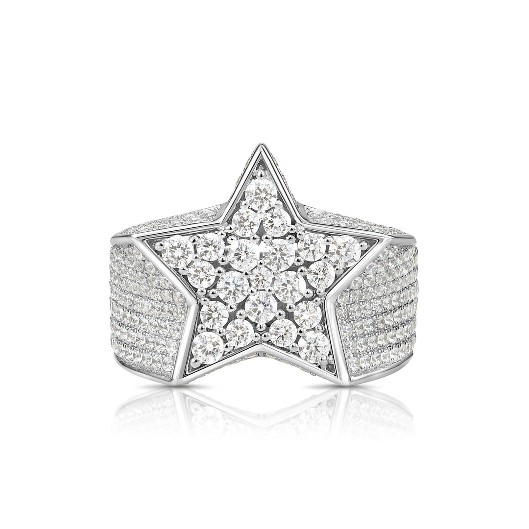Solid Silver Mens Ring with Cubic Zirconia Stones