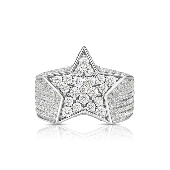 Solid Silver Mens Ring with Cubic Zirconia Stones