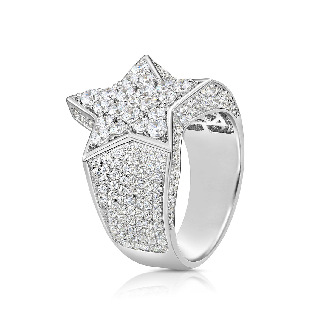 Solid Silver Mens Ring with Cubic Zirconia Stones