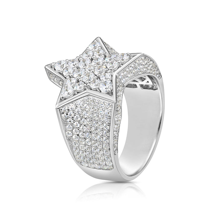 Solid Silver Mens Ring with Cubic Zirconia Stones