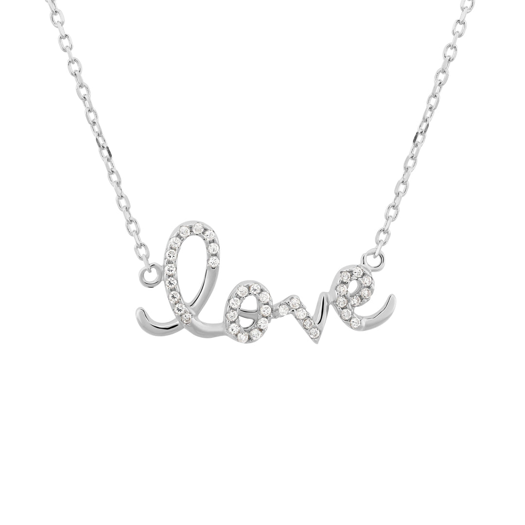 925 Sterling Silver "Love" Scripted Adjustable Necklace