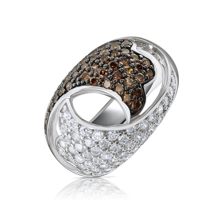 Sterling Silver Cubic Zirconia Coffee Statement Ring