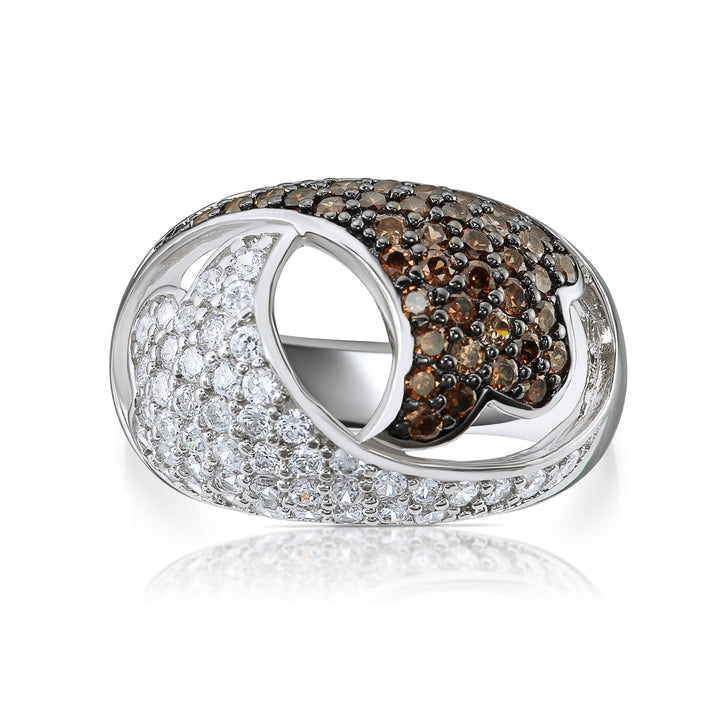Sterling Silver Cubic Zirconia Coffee Statement Ring