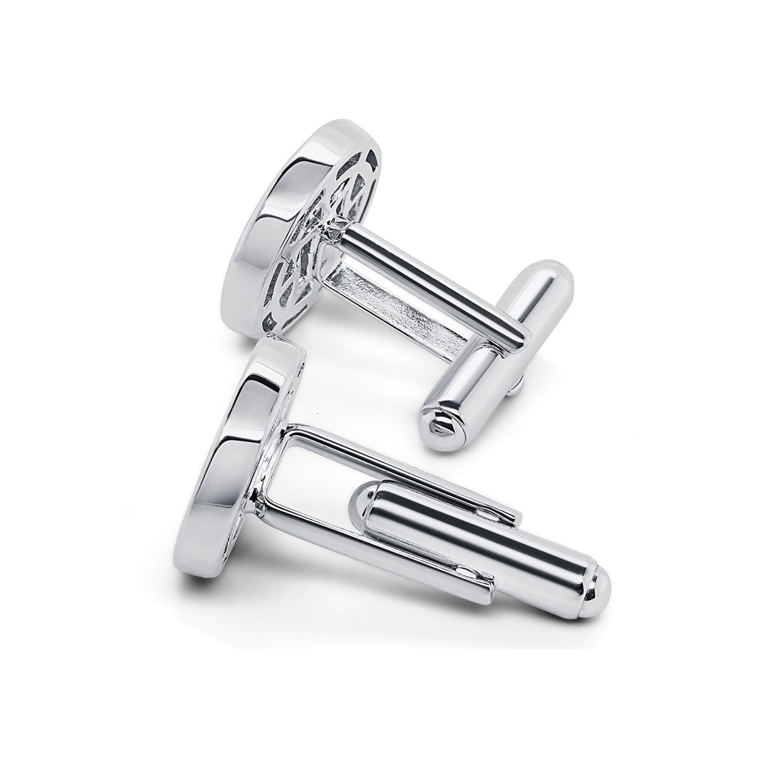 Silver Cubic Zirconia Round Cuff Links