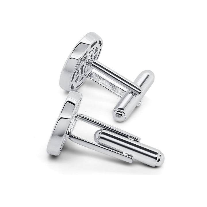 Silver Cubic Zirconia Round Cuff Links