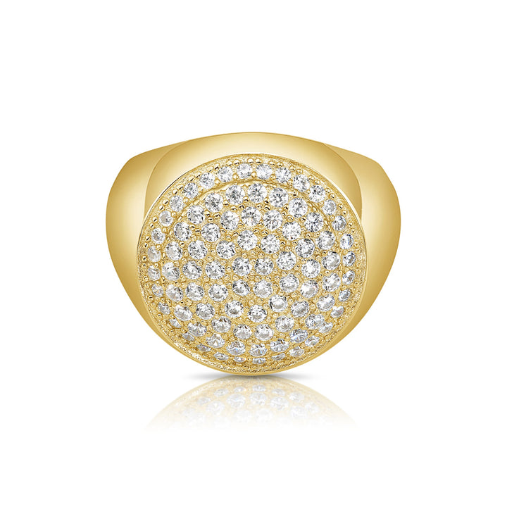 Solid Silver Mens Ring with Cubic Zirconia Stones