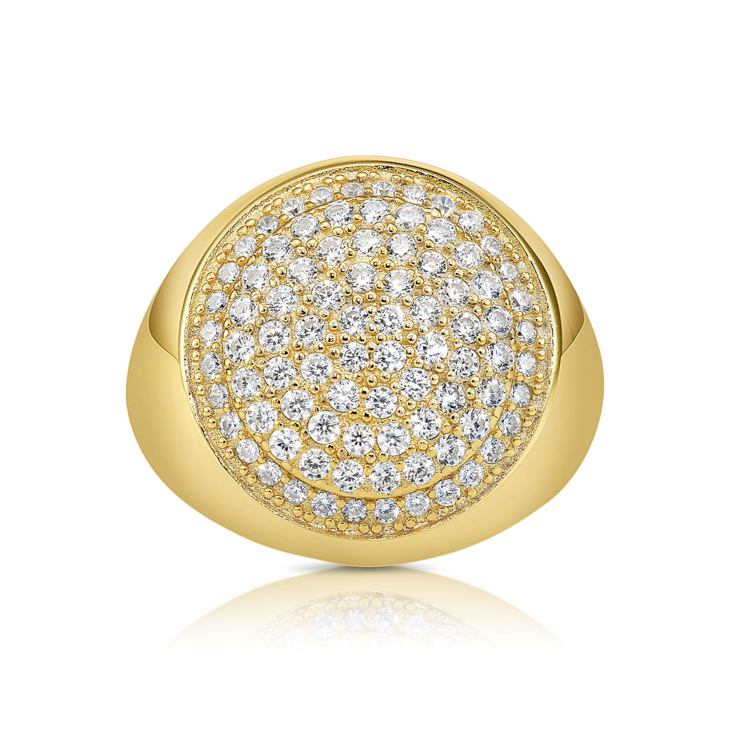 Solid Silver Mens Ring with Cubic Zirconia Stones
