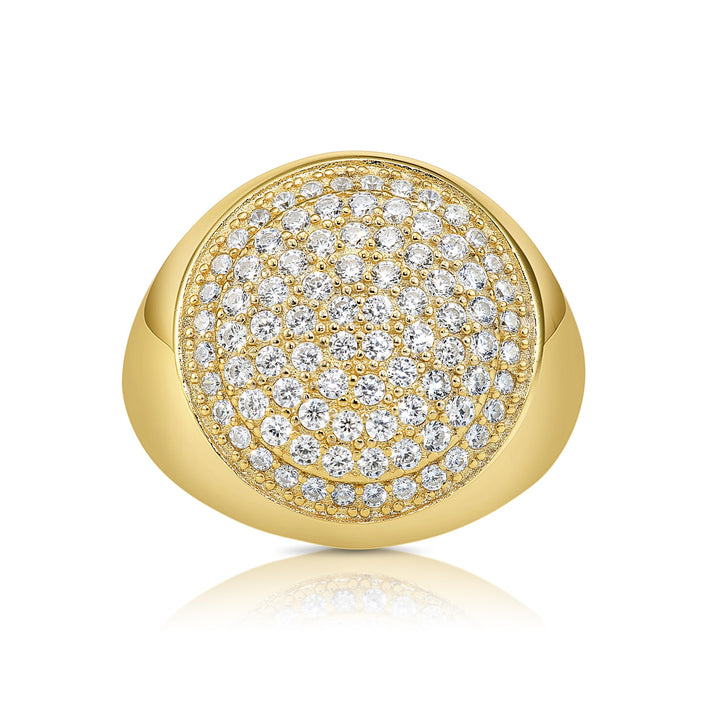 Solid Silver Mens Ring with Cubic Zirconia Stones