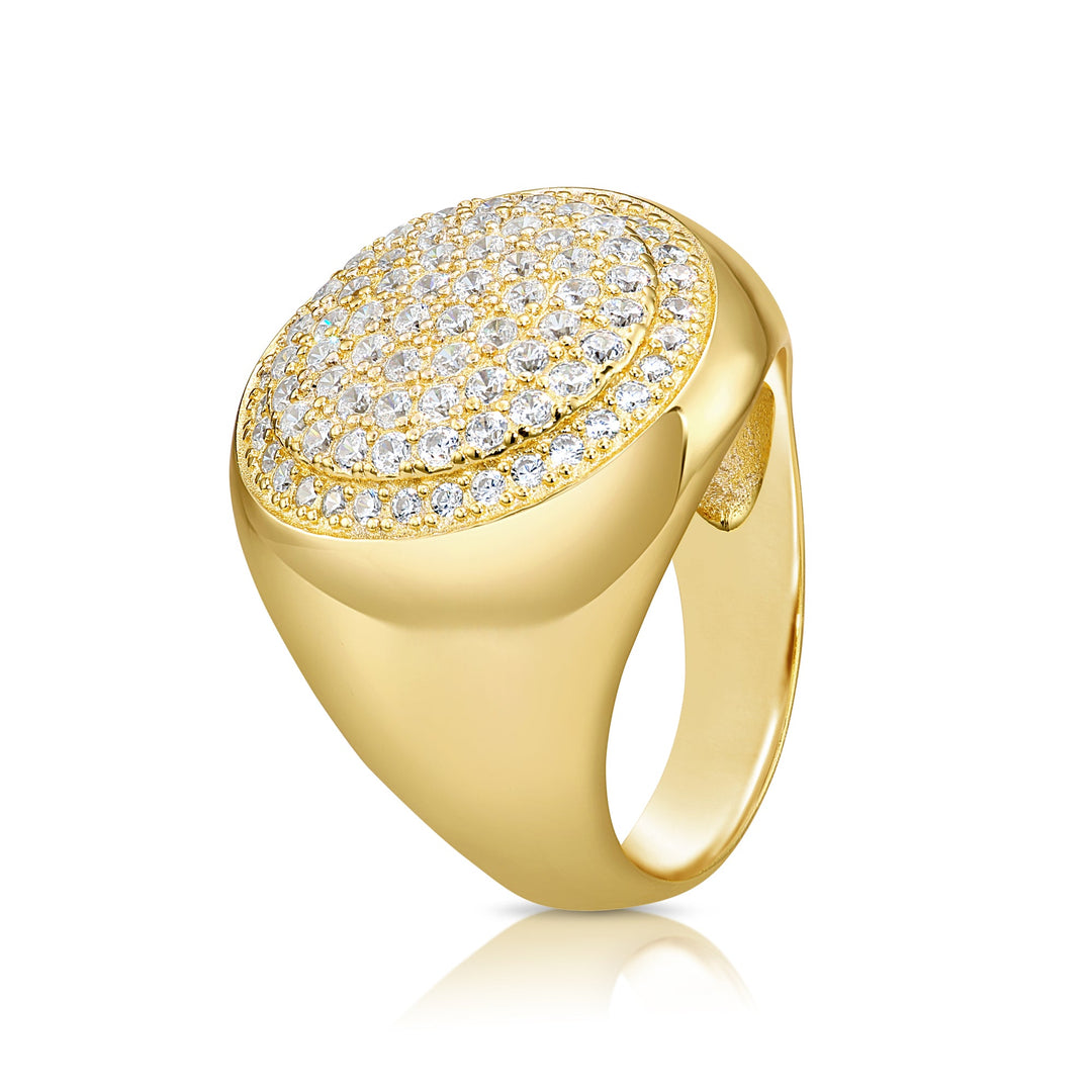 Solid Silver Mens Ring with Cubic Zirconia Stones