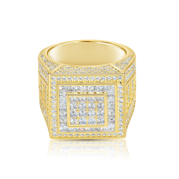 Solid Silver Mens Ring with Cubic Zirconia Stones