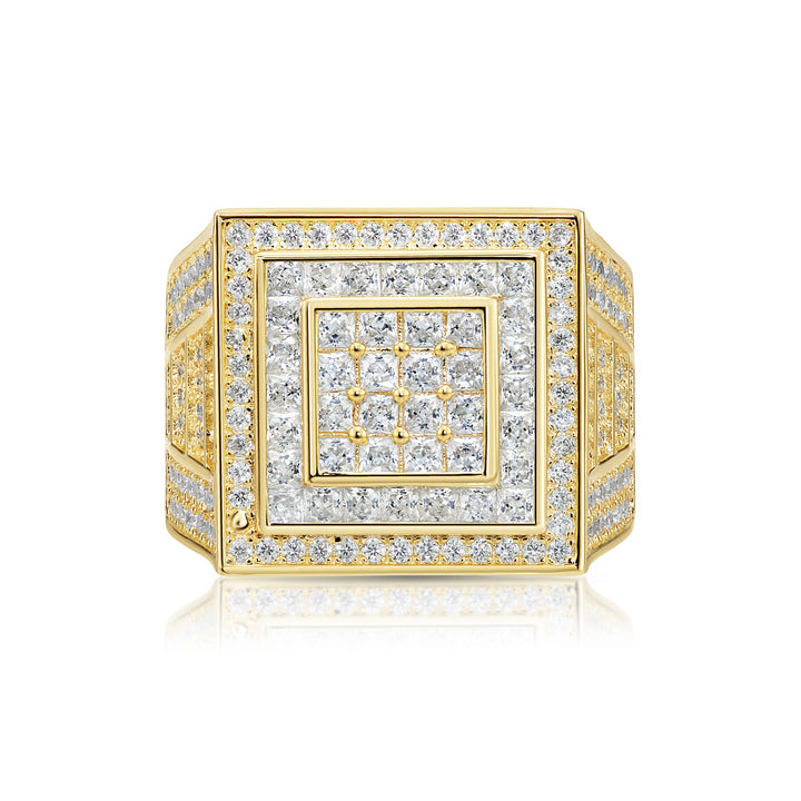 Solid Silver Mens Ring with Cubic Zirconia Stones