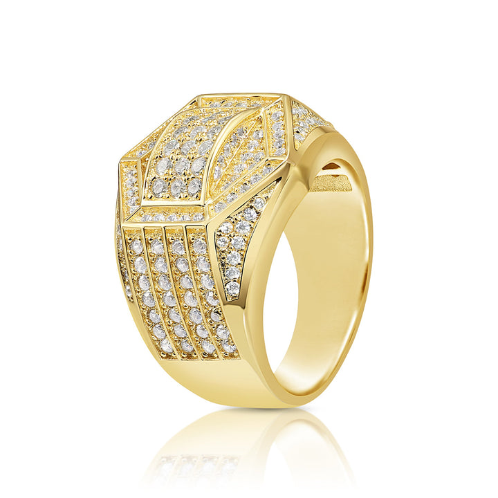 Solid Silver Mens Ring with Cubic Zirconia Stones