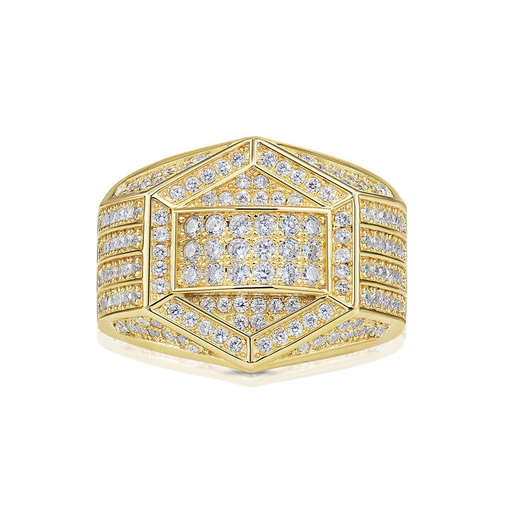 Solid Silver Mens Ring with Cubic Zirconia Stones