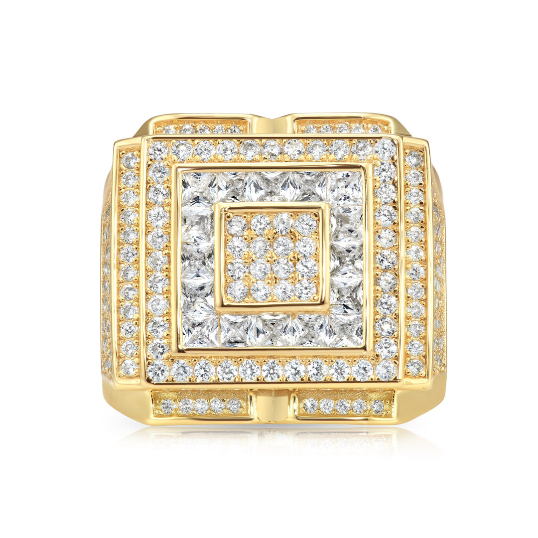 Solid Silver Mens Ring with Cubic Zirconia Stones