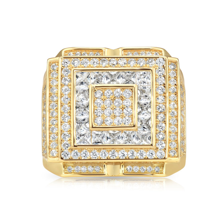 Solid Silver Mens Ring with Cubic Zirconia Stones