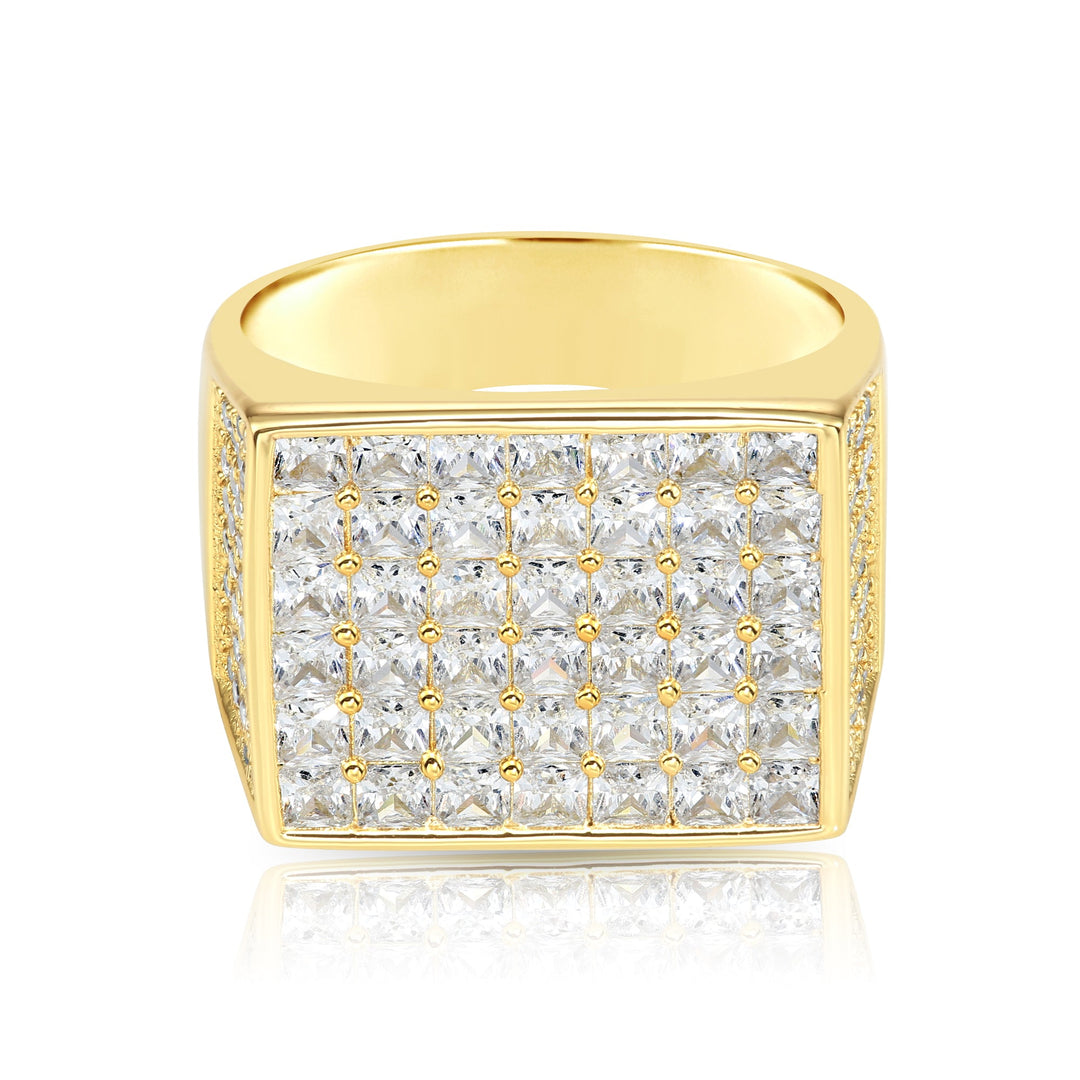 Solid Silver Mens Ring with Cubic Zirconia Stones