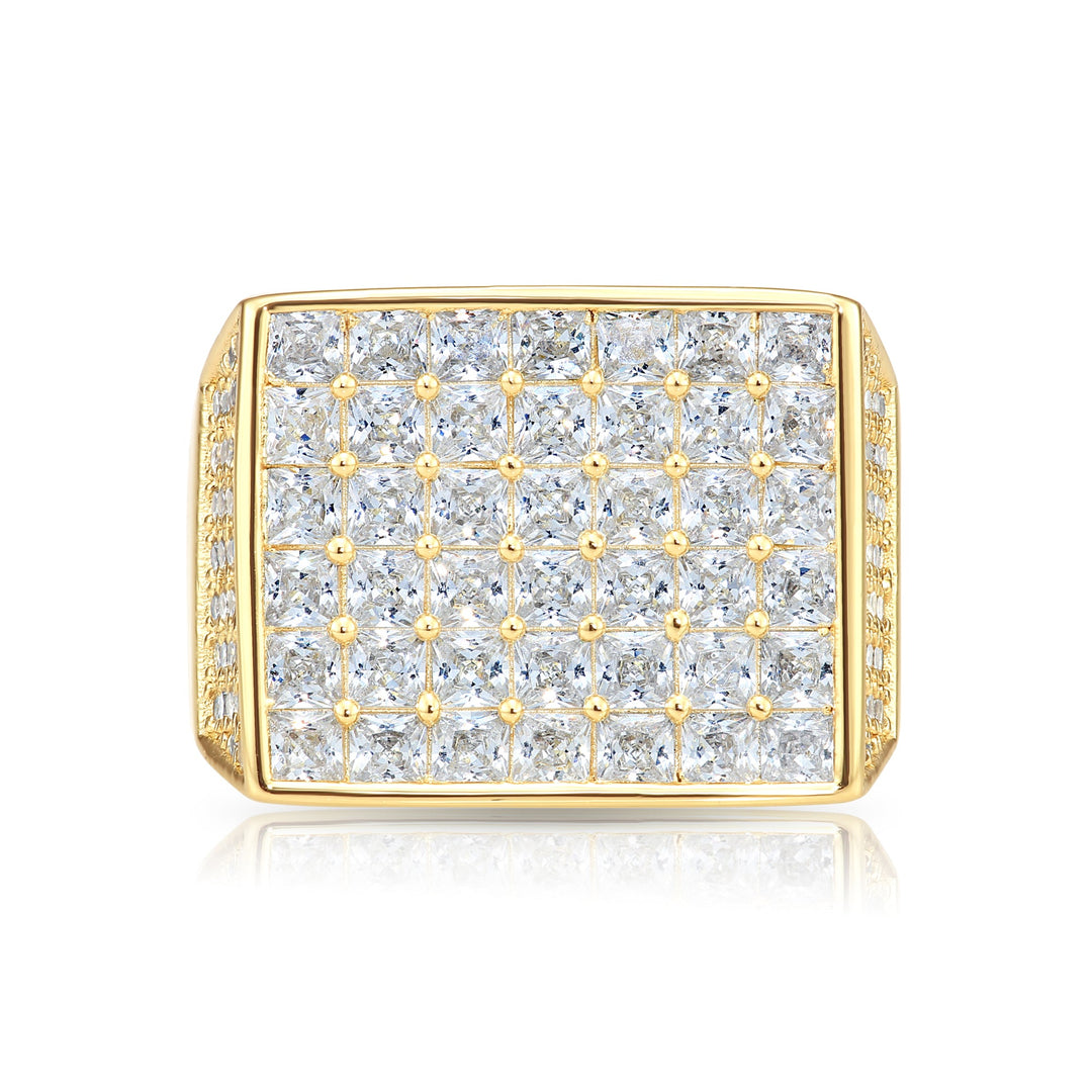 Solid Silver Mens Ring with Cubic Zirconia Stones
