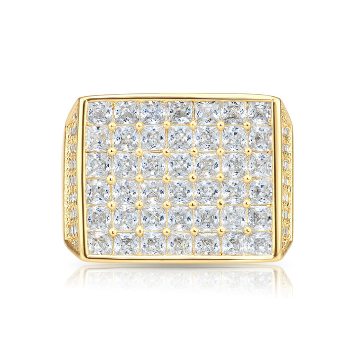 Solid Silver Mens Ring with Cubic Zirconia Stones