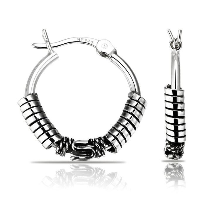 Sterling Silver Bali Hoop Earrings