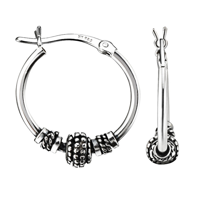 Sterling Silver Bali Hoop Earrings