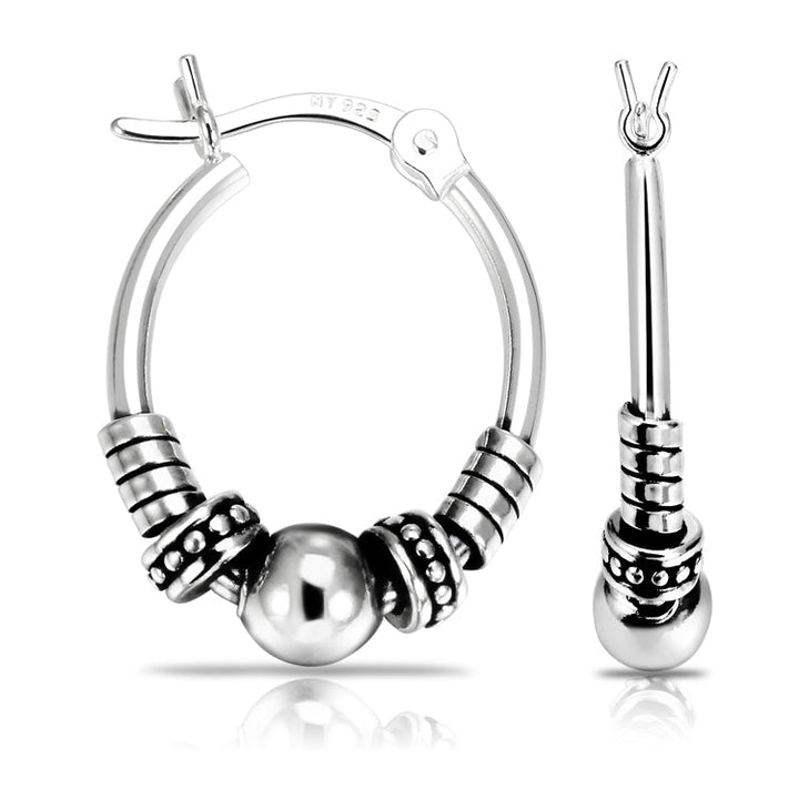 Sterling Silver Bali Hoop Earrings