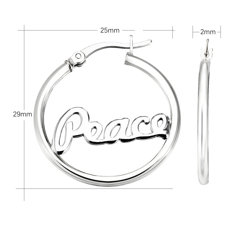 Sterling Silver Peace Hoop Earrings