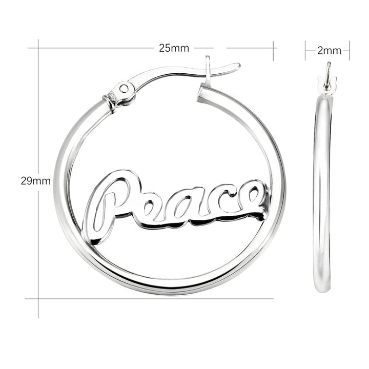 Sterling Silver Peace Hoop Earrings